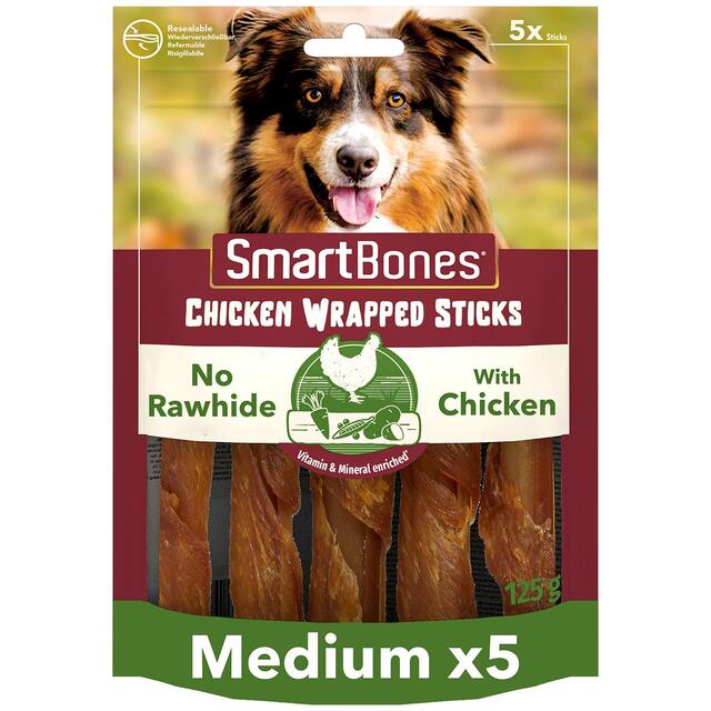 SmartBones 5 Chicken Wrapped Rawhide Free Sticks Dog Treats