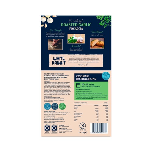 White Rabbit Gluten Free Roasted Garlic Focaccia thumbnail 3