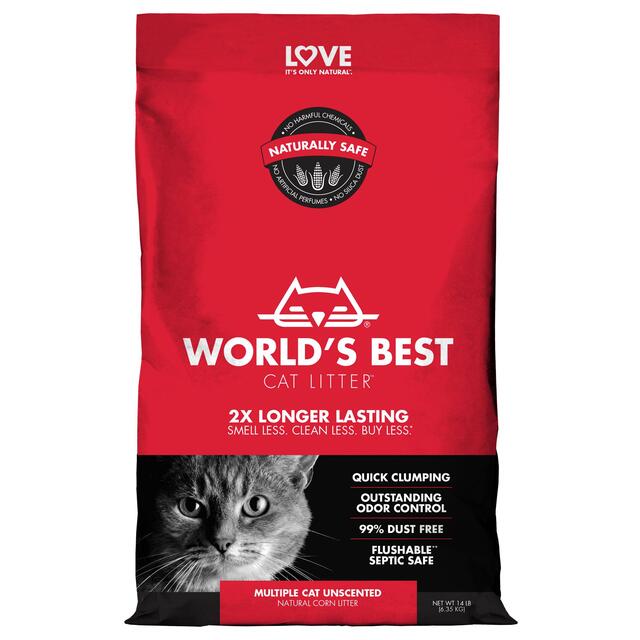 World's Best Multiple Cat Unscented Clumping Cat Litter