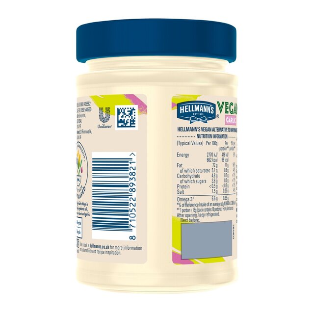 Hellmann's Vegan Garlic Mayonnaise thumbnail 3