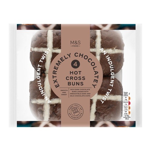 M&S 4 Extremely Chocolatey Hot Cross Buns thumbnail 4