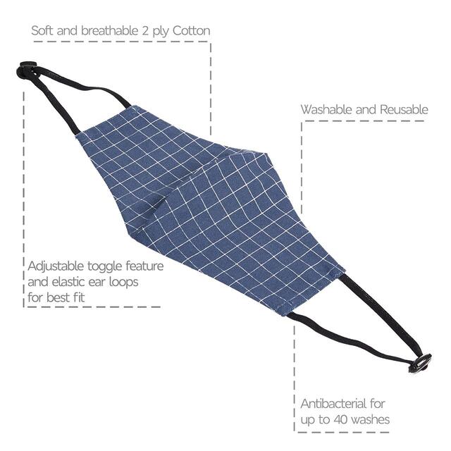 M&S Adult Reusable Covid Face Coverings Blue Mix thumbnail 3