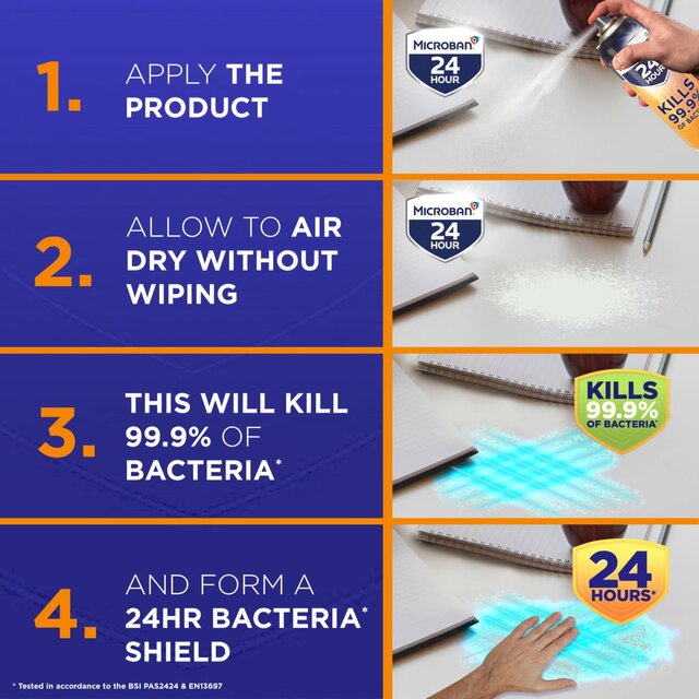 Microban 24 Hour Multi Purpose Anti-Bacterial Aerosol Fresh thumbnail 3