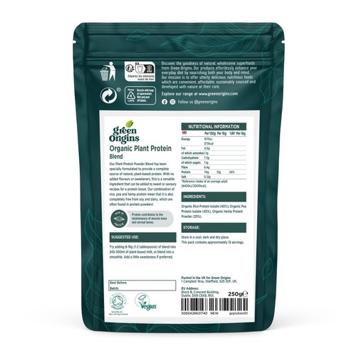 Green Origins Organic Plant Protein Blend with Rice, Pea, Hemp thumbnail 2
