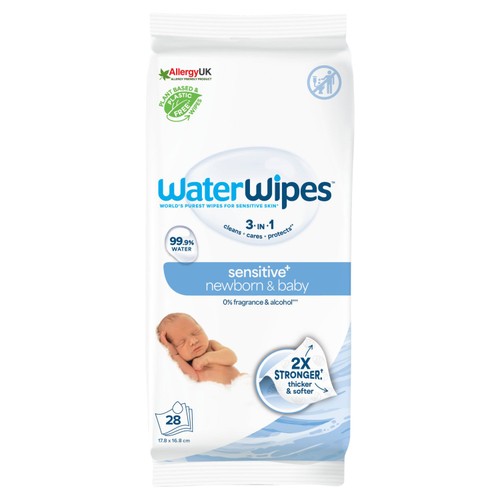 WaterWipes Baby Wipes Sensitive Newborn Plastic Free Wipes 28 Wipes Travel