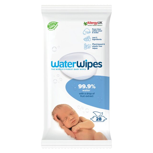 WaterWipes Baby Wipes Sensitive Newborn Plastic Free Wipes 28 Wipes Travel