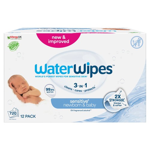 WaterWipes Baby Wipes Sensitive Newborn Plastic Free Wipes 720 Wipes