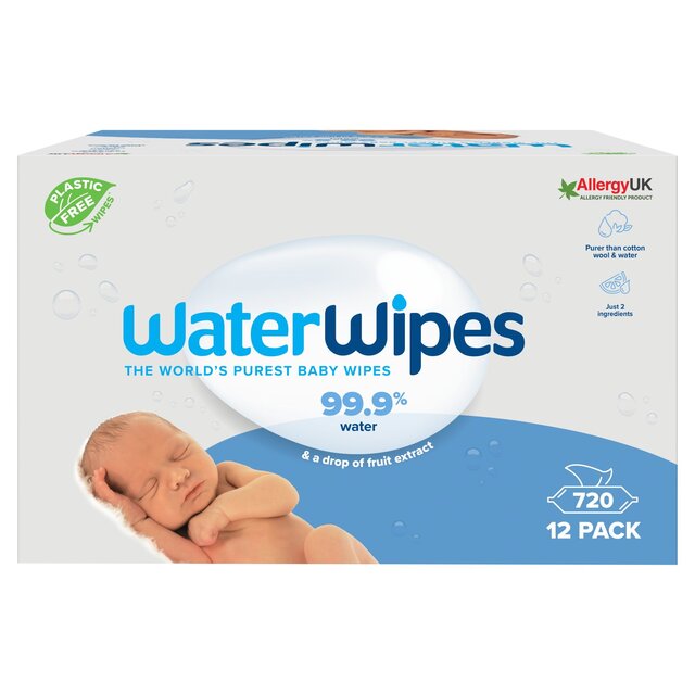 WaterWipes Baby Wipes Sensitive Newborn Plastic Free Wipes 720 Wipes