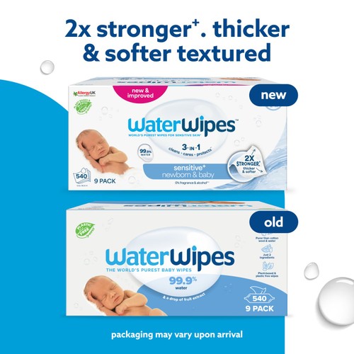 WaterWipes Baby Wipes Sensitive Newborn Plastic Free Wipes 540 Wipes  thumbnail 5