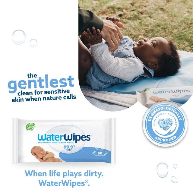 WaterWipes Baby Wipes Sensitive Newborn Plastic Free Wipes 60 Wipes thumbnail 5