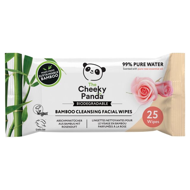 The Cheeky Panda Bamboo Facial Cleansing Wipes Rose Scented