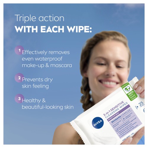 NIVEA Biodegradable Sensitive Cleansing Face Wipes thumbnail 2
