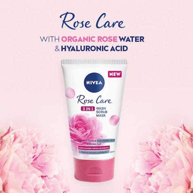 NIVEA Rose Care 3 in 1 Organic Rose Water Face Wash Scrub & Mask thumbnail 3