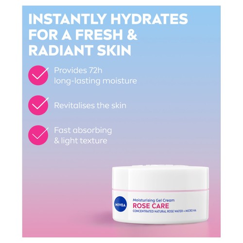 NIVEA Rose Care Moisturiser Gel Cream with Rose Water and Hyaluronic Acid thumbnail 2
