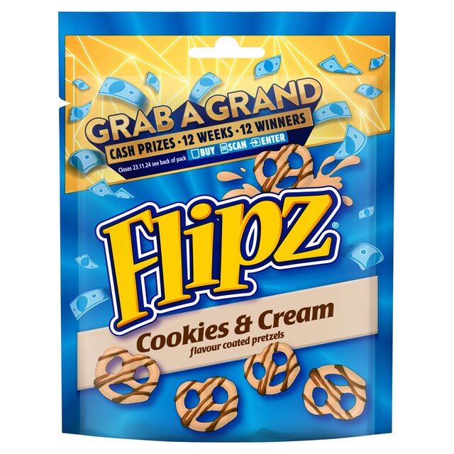 Flipz Cookies & Cream Flavour Coated Pretzels Snacks Pouch thumbnail 2