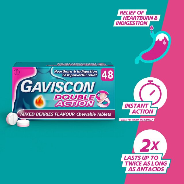 Gaviscon Double Action Tabs Heartburn Indigestion Mixed Berry thumbnail 3