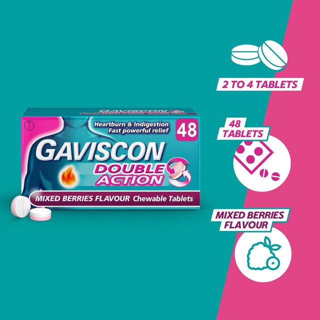 Gaviscon Double Action Tabs Heartburn Indigestion Mixed Berry thumbnail 5
