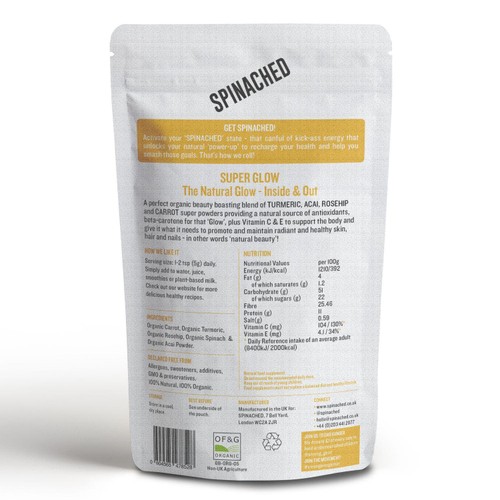 Spinached Organic Super Glow Skin, Hair & Nails Superfood Supplement Powder thumbnail 2