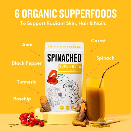 Spinached Organic Super Glow Skin, Hair & Nails Superfood Supplement Powder thumbnail 3