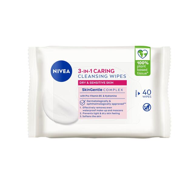 NIVEA Biodegradable Cleansing Face Wipes for Dry Skin