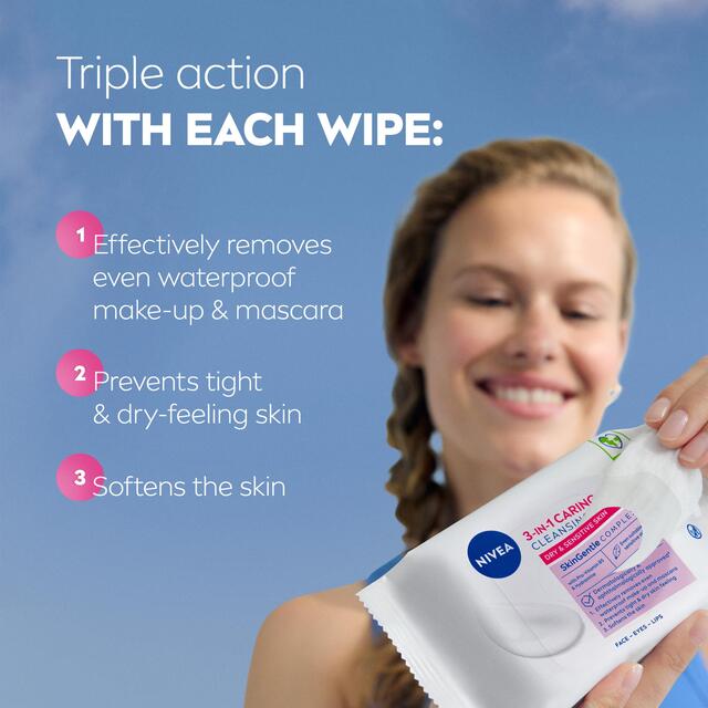 NIVEA Biodegradable Cleansing Face Wipes for Dry Skin thumbnail 3