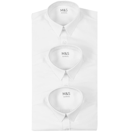 M&S Boys Slim Fit Easy Iron School Shirts, 13-14 Years, White thumbnail 2