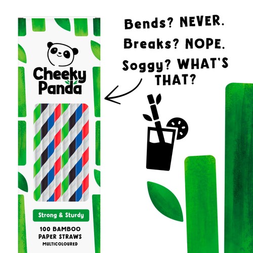 Cheeky Panda Striped Bamboo Paper Straws thumbnail 2