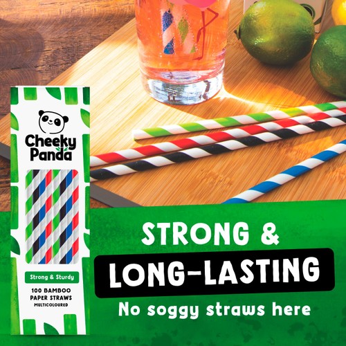 Cheeky Panda Striped Bamboo Paper Straws thumbnail 5