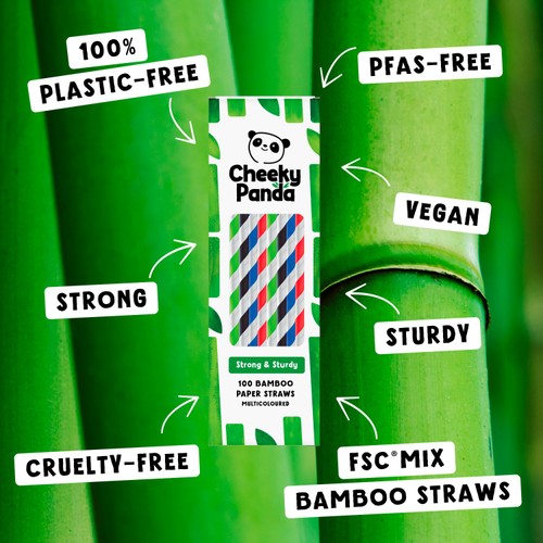 Cheeky Panda Striped Bamboo Paper Straws thumbnail 6