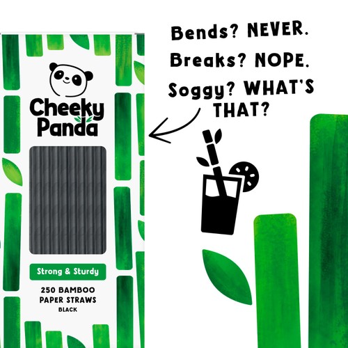 Cheeky Panda Black Bamboo Paper Straws thumbnail 2