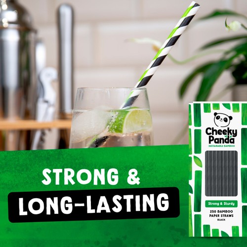 Cheeky Panda Black Bamboo Paper Straws thumbnail 5