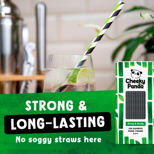 Cheeky Panda Black Bamboo Paper Straws thumbnail 6