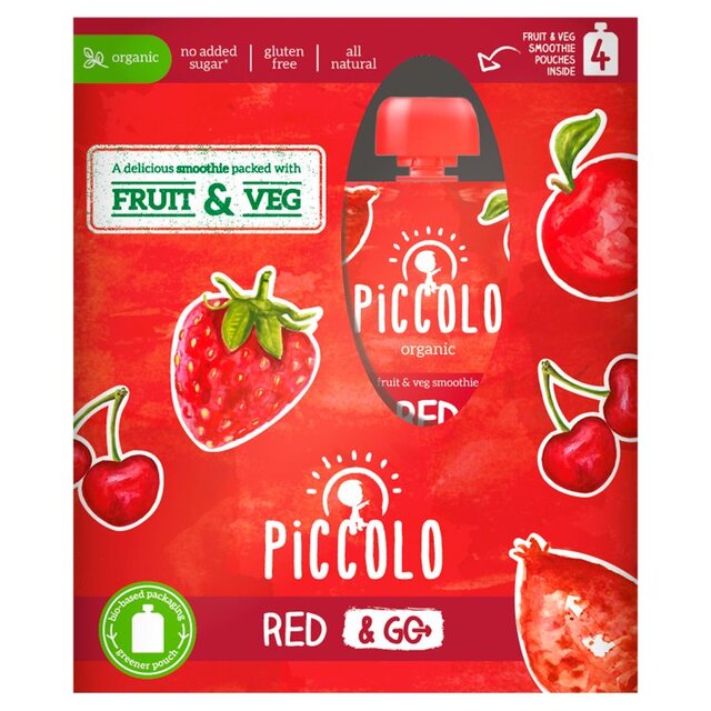 Piccolo Red Fruit & Veg Organic Smoothie Pouches 6 mths+ Multipack thumbnail 2