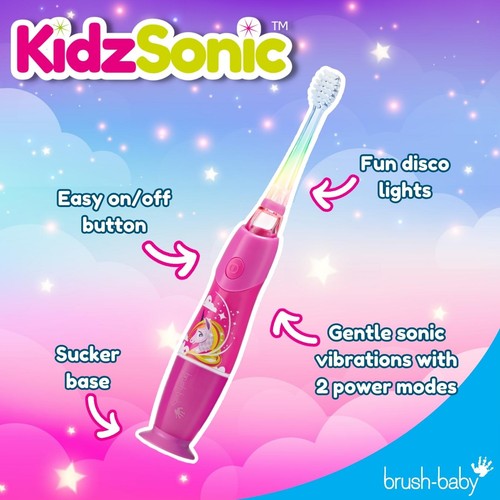 Brush-Baby KidzSonic Unicorn Electric Toothbrush, 3+ Yrs thumbnail 3