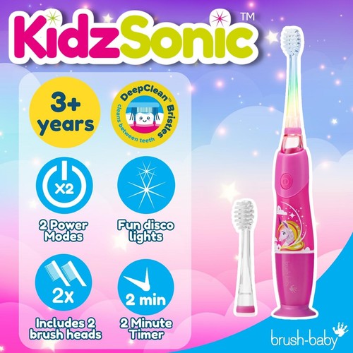 Brush-Baby KidzSonic Unicorn Electric Toothbrush, 3+ Yrs thumbnail 6