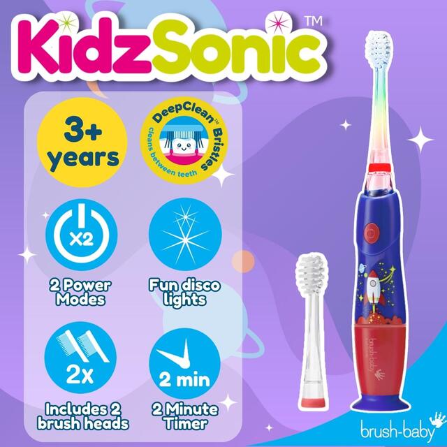 Brush-Baby KidzSonic Rocket Electric Toothbrush, 3+ Yrs thumbnail 4