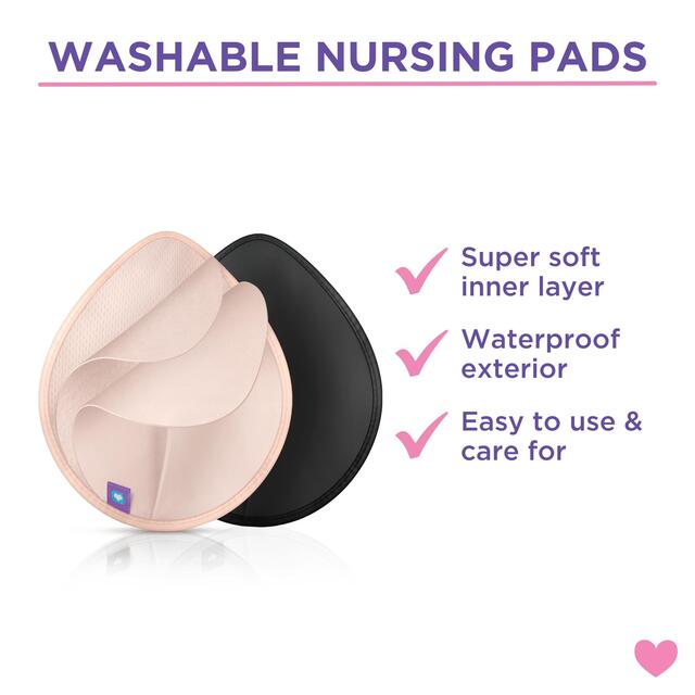 Lansinoh Washable Nursing Pads with Wash Bag, Light Pink & Black thumbnail 3