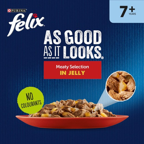 Felix As Good As it Looks Senior 7+ Meat in Jelly Wet Cat Food thumbnail 5