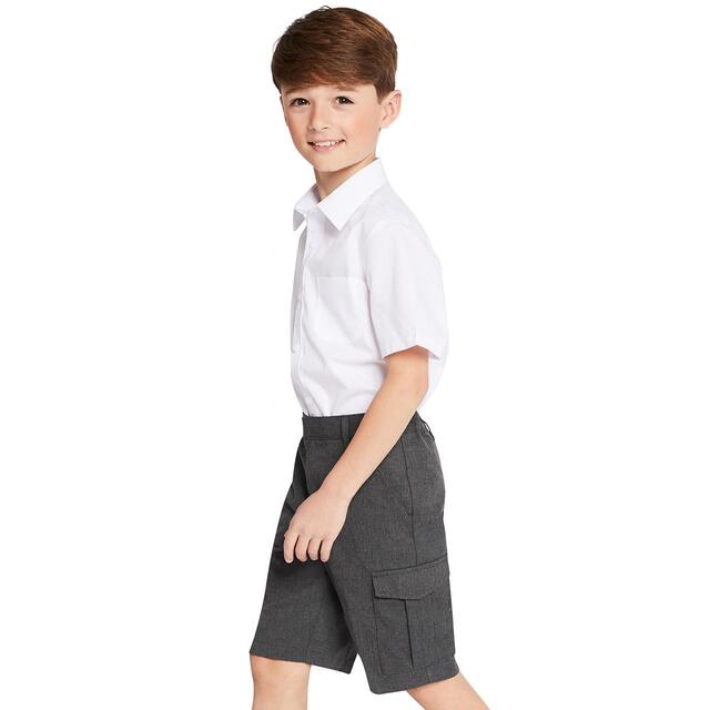 M&S Boys Regular Leg Cargo School Shorts, 4-14 Years, Grey thumbnail 4
