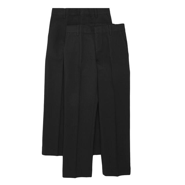 M&S 2pk Boys Black Slim Leg School Trousers, 4-13 Years
