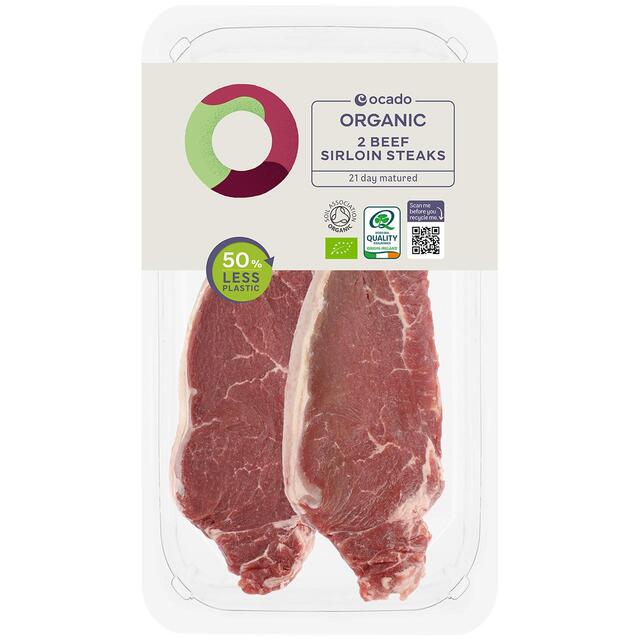 Ocado Organic 2 Beef Sirloin Steaks