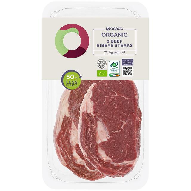 Ocado Organic 2 Beef Ribeye Steaks
