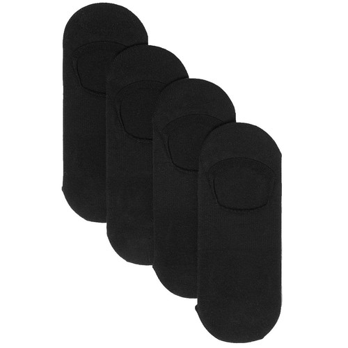 M&S Women's 4 Pack Cotton Invisible Trainer Liners, Size 3-5, Black