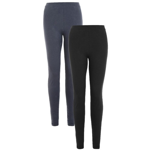 M&S Womens 2pk High Waisted Leggings, Size 14, Blue/Black