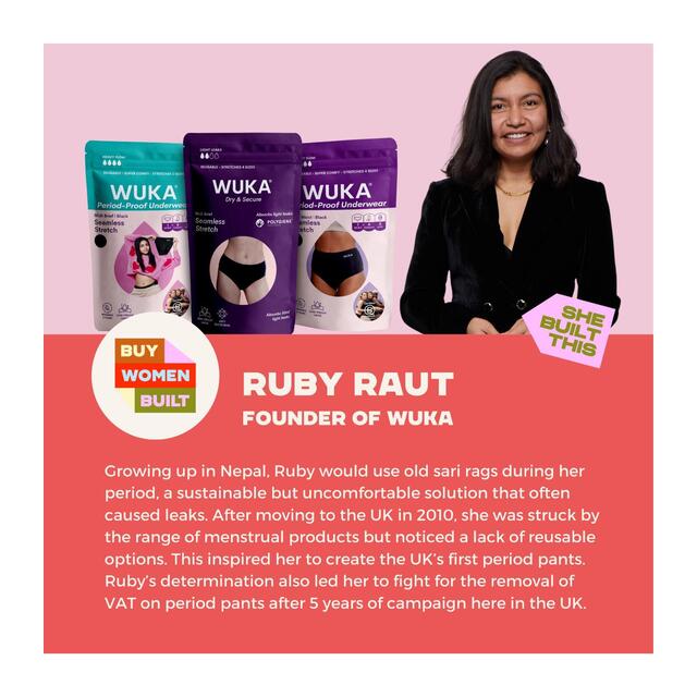 WUKA Organic Cotton Bikini Brief Period Pants Medium Flow, Black thumbnail 2