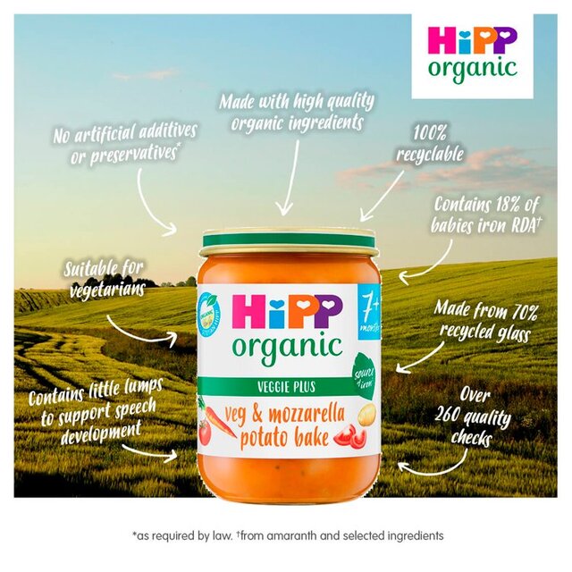HiPP Organic Veg & Mozzarella Potato Bake Baby Food Jar 7+ Months thumbnail 4