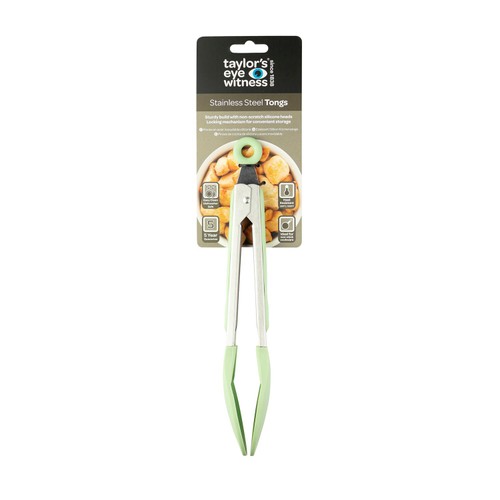 Stainless Steel Tongs, Green thumbnail 5