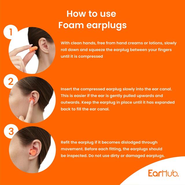 EarHub Premium Soft Orange Foam Earplugs thumbnail 4
