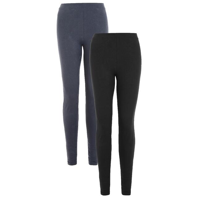 M&S Women's 2 Pack High Waisted Leggings, Size 8-18, Blue/Black