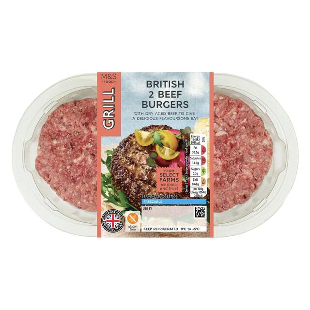 M&S British 2 Dry Aged Beef Burgers